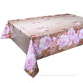 Flower Design Printed PVC Table Cloth with Non-woven Backing